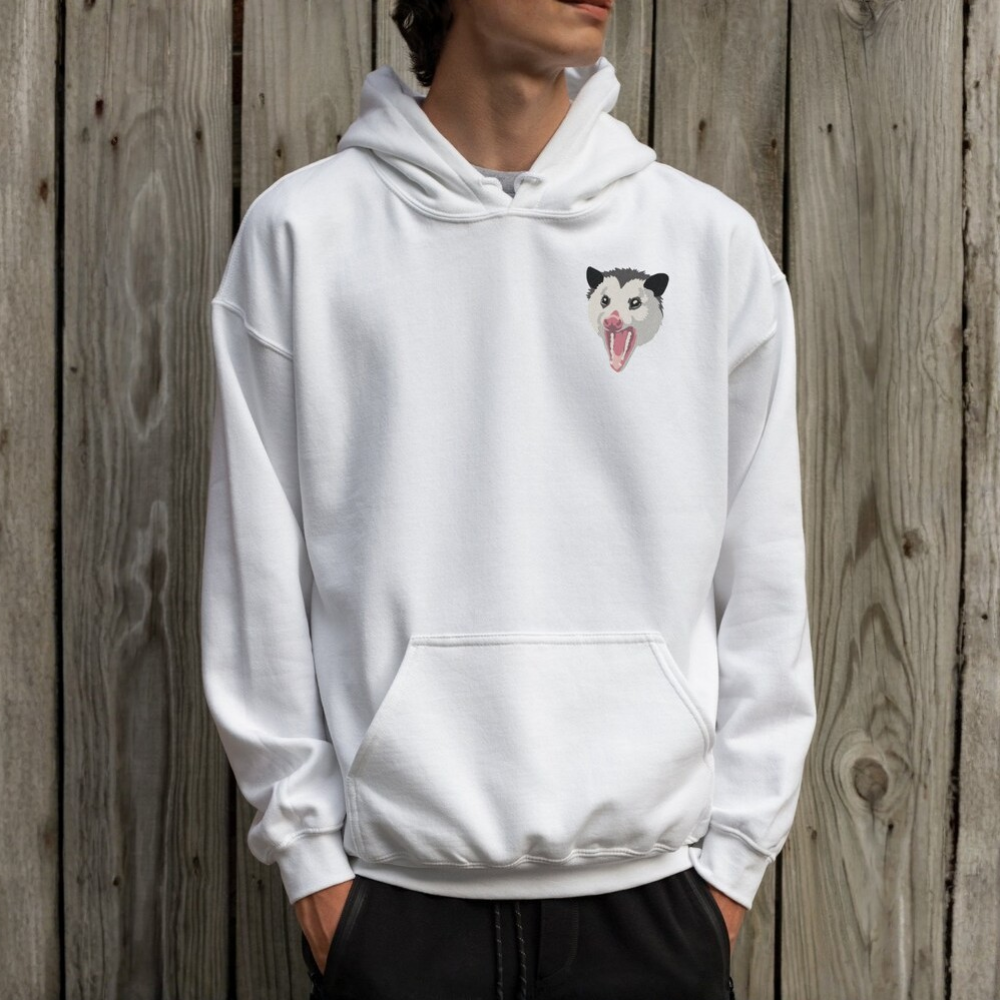 Embroidered Opossum Hoodie: Wildlife Lover Oversized Sweatshirt