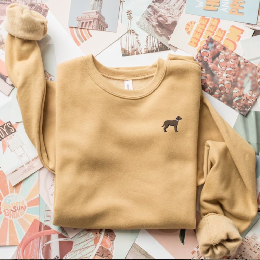 Embroidered Labrador Retriever Sponge Fleece Crewneck Sweatshirt: Choose Your Labrador's Coat Color