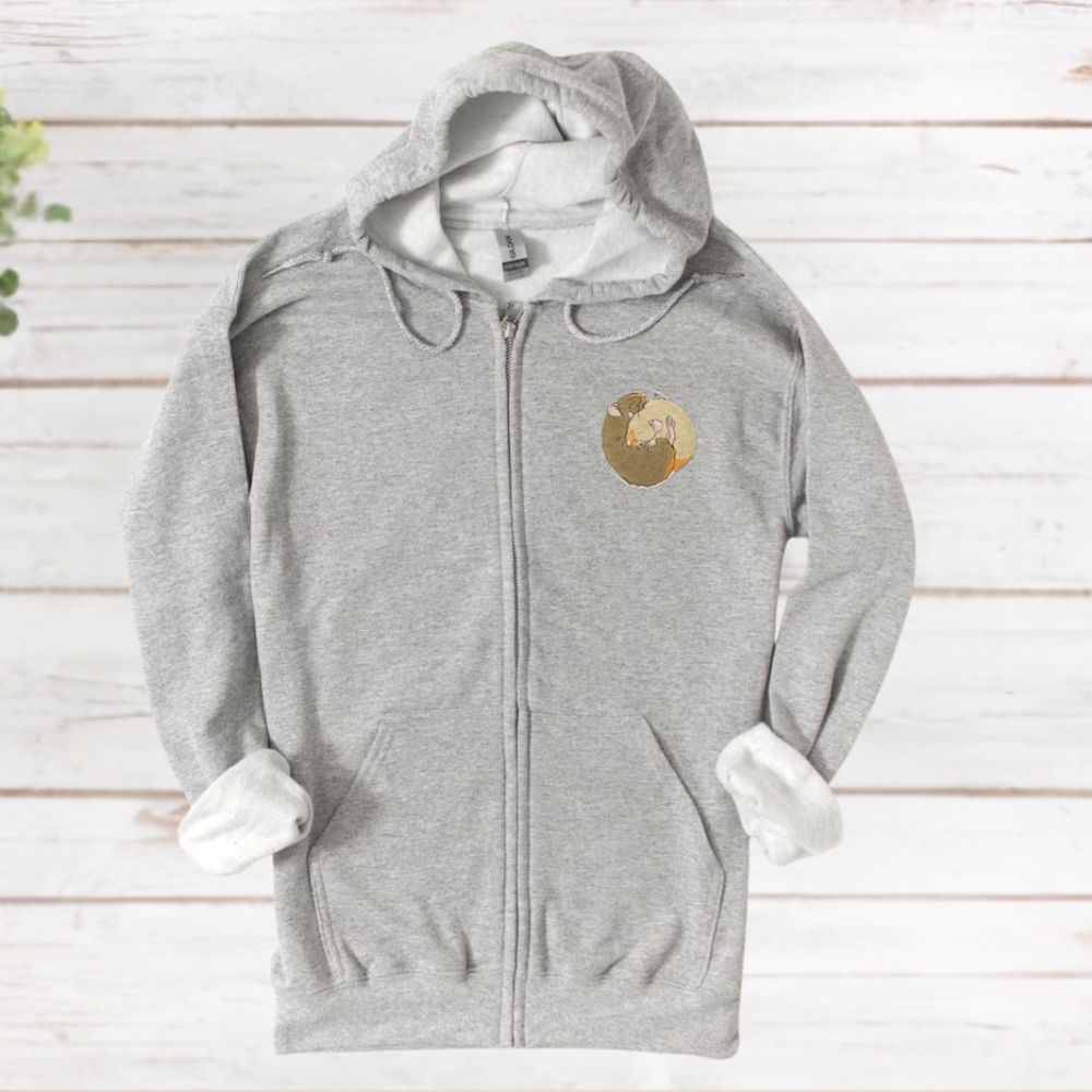 Embroidered Rat Zip-Up Hoodie: Rat Lover Gift