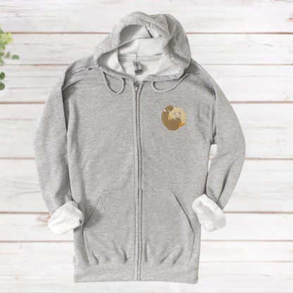 Embroidered Rat Zip-Up Hoodie: Rat Lover Gift
