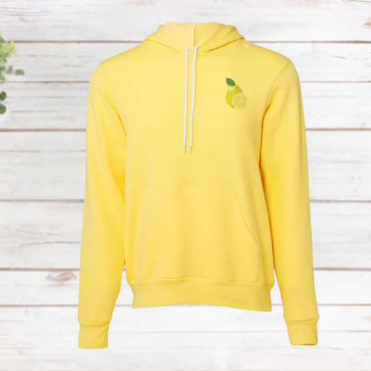 Lemon Embroidered Hoodie: Unisex Yellow Sweatshirt