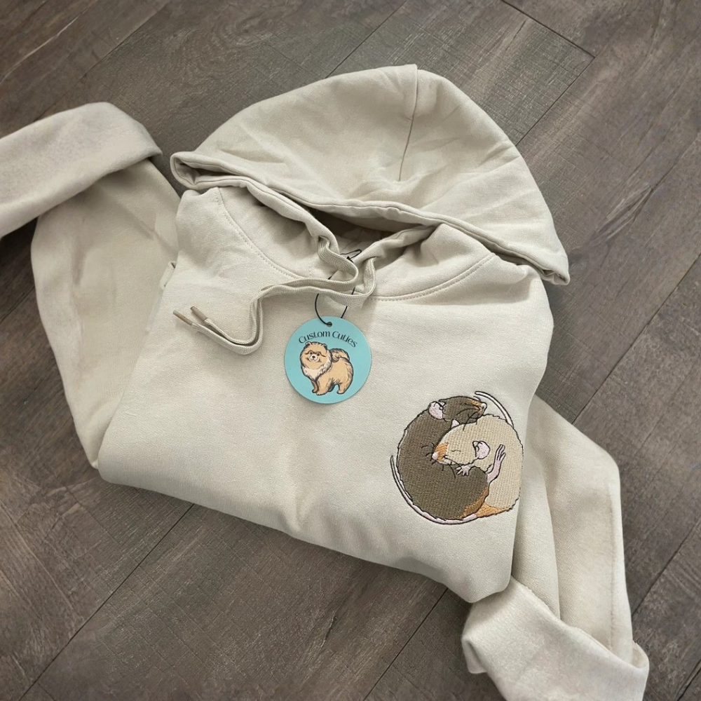 Embroidered Rat Hoodie: Personalized Pet Sweatshirt