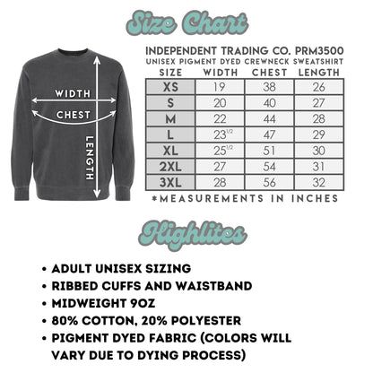 Embroidered Coffee Drinking Ghost Sweatshirt: Pigment-Dyed Halloween Pullover