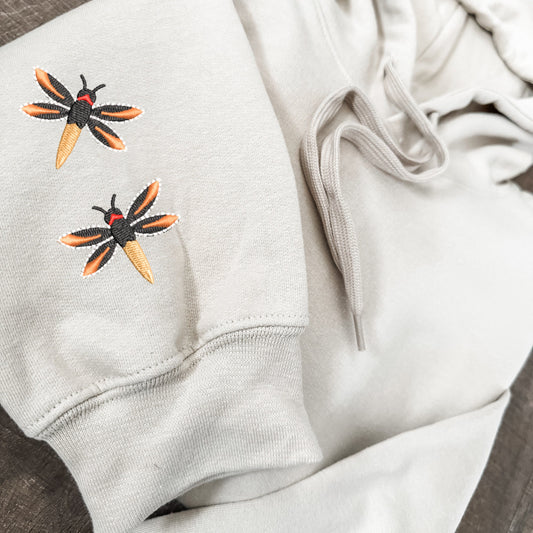 Embroidered Firefly Hoodie: Minimalist Cottagecore Sweatshirt