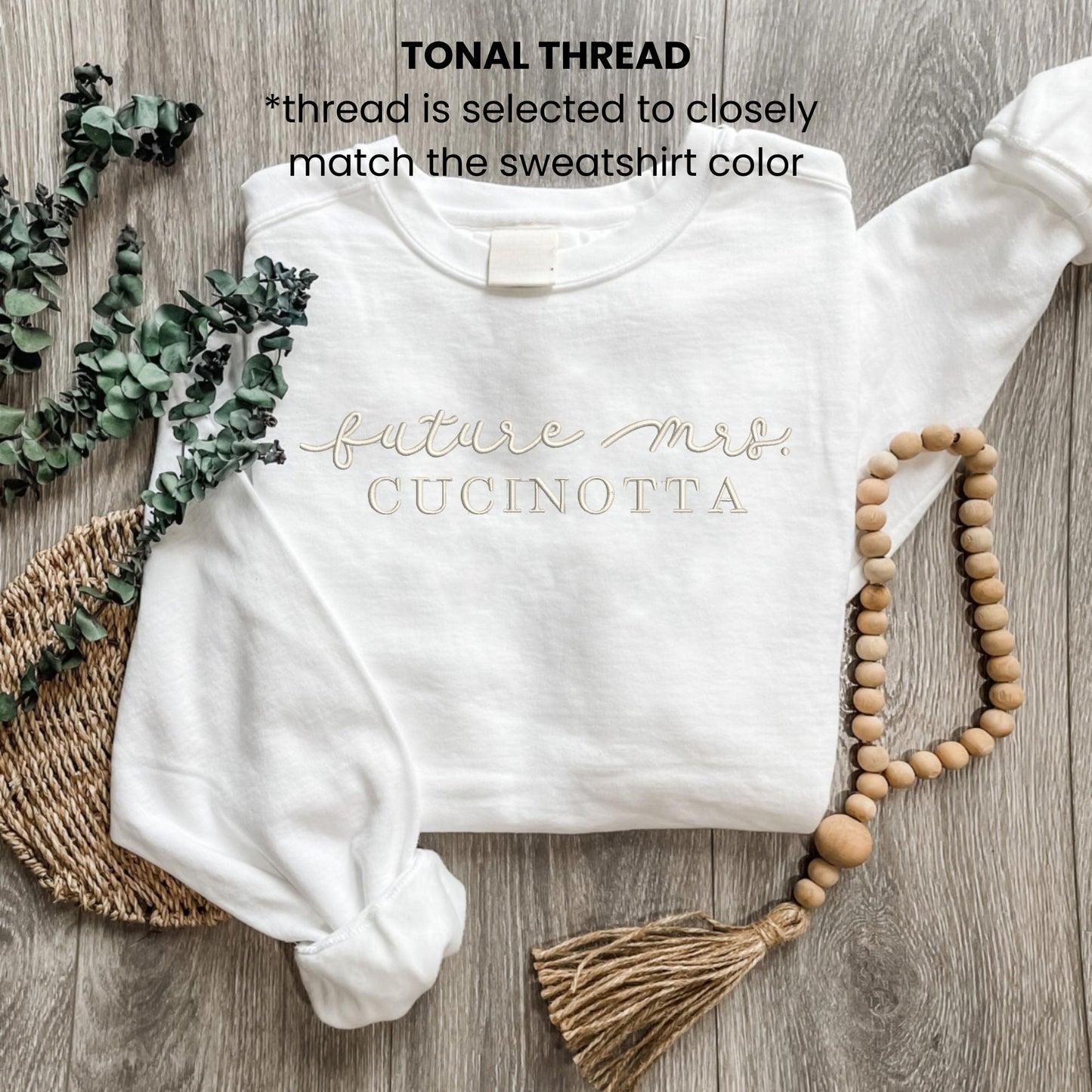 Embroidered Future Mrs. Sweatshirt: Pigment Dyed Engagement Gift