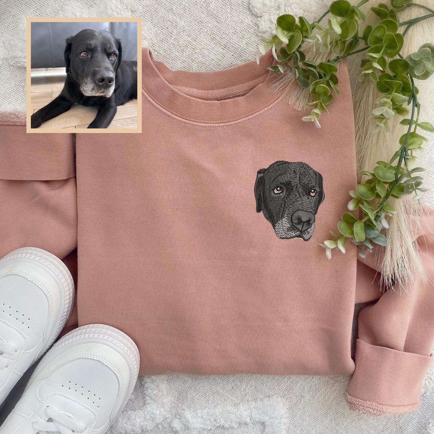 Embroidered Custom Pet Pigment Dyed Crewneck Sweatshirt: Personalized Pet Pullover