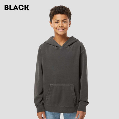 Youth Unisex "Choose Your Design" Embroidered Hoodie: Pigment-Dyed Pullover