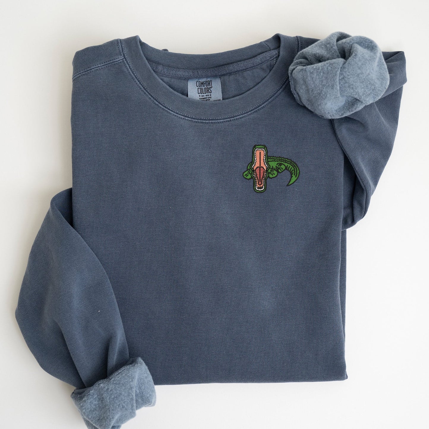 Embroidered Alligator Sweatshirt: Comfort Colors Crewneck Pullover