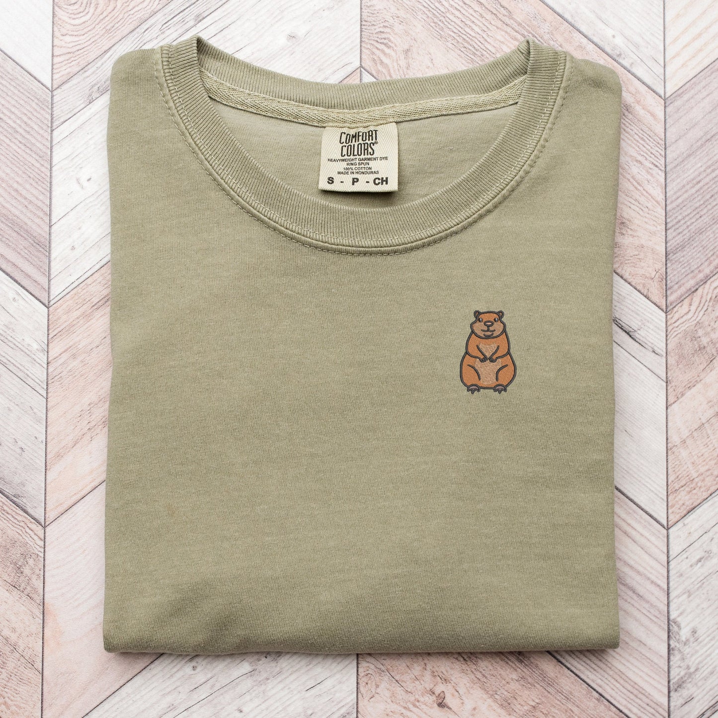 Embroidered Groundhog T-Shirt: Unisex Wildlife Tee