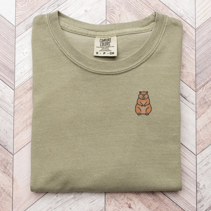 Embroidered Groundhog T-Shirt: Unisex Wildlife Tee