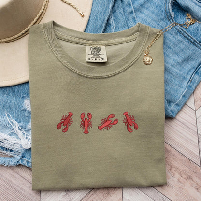 Embroidered Lobster T-Shirt: Coastal Preppy Summer Tee
