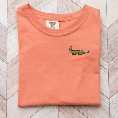 Embroidered Crocodile T-Shirt: Funny Gator Tee, Reptile Lover Gift