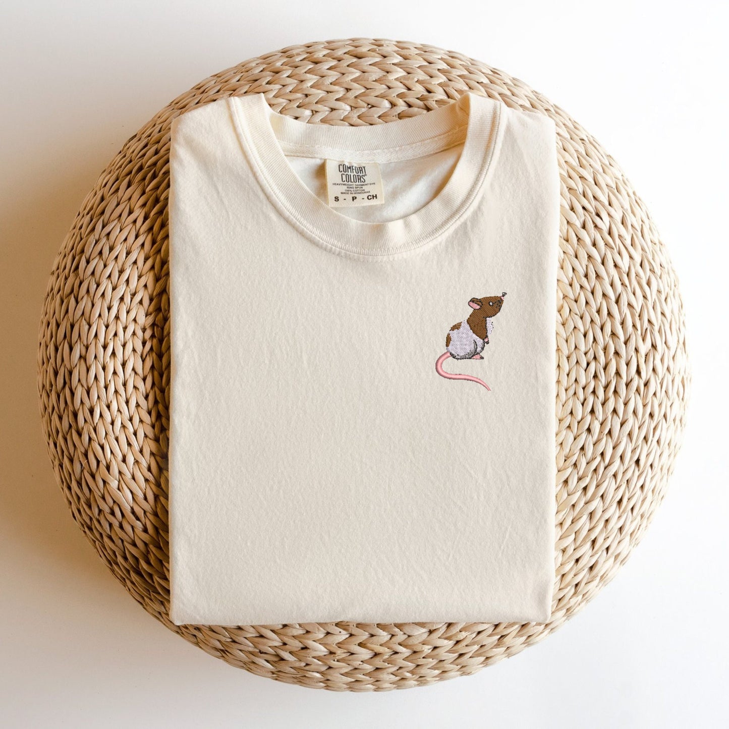 Embroidered Rat Tee: Rattie T-Shirt, Rat Lover Gift