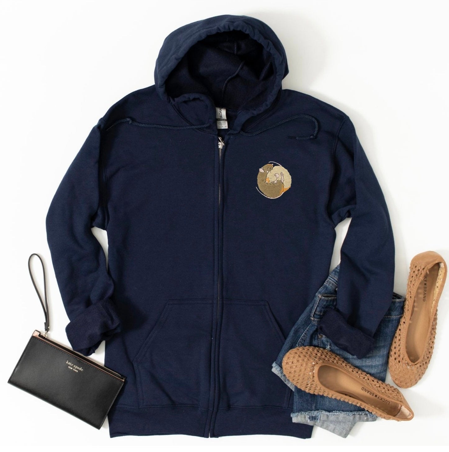 Embroidered Rat Zip-Up Hoodie: Rat Lover Gift