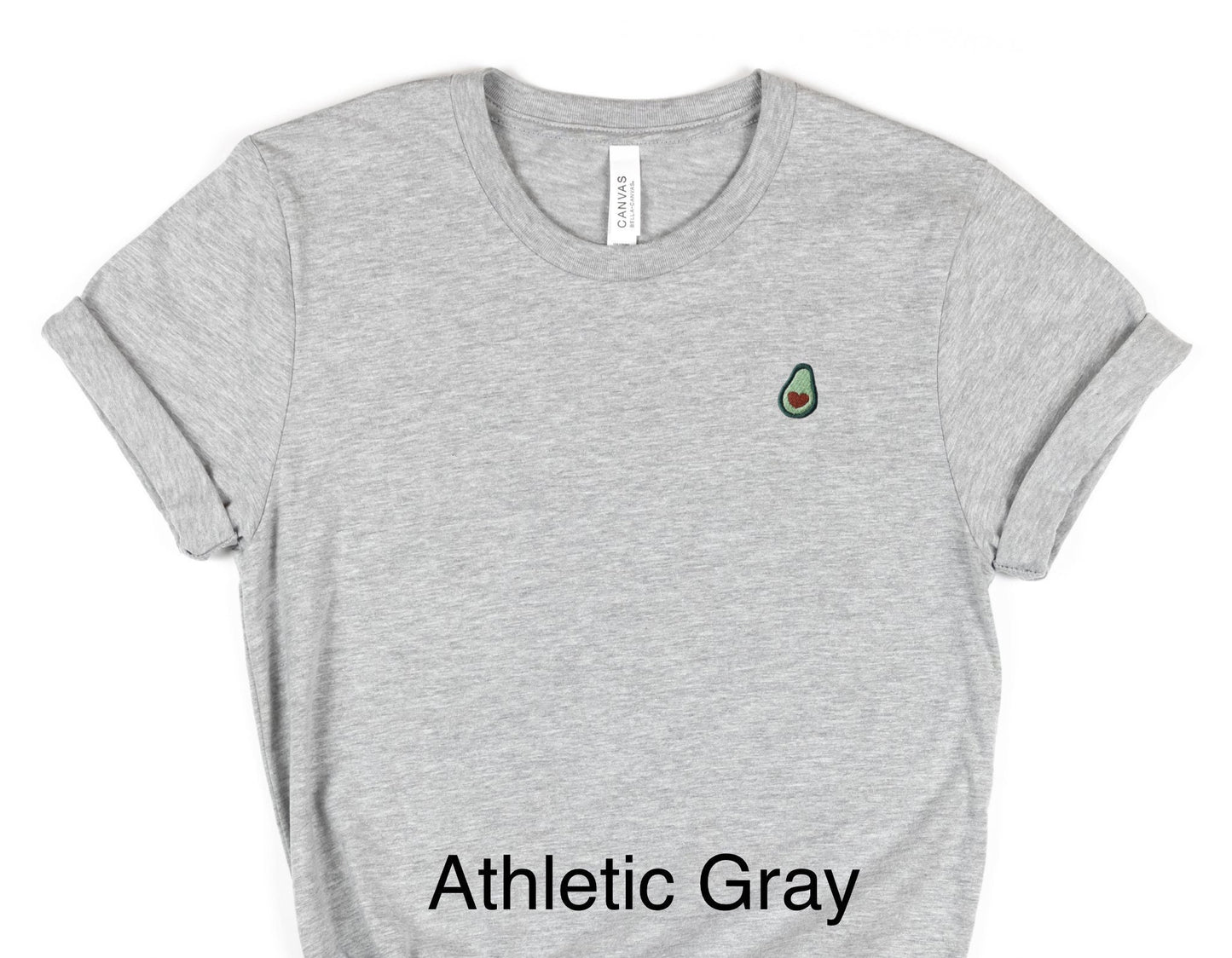 Embroidered Avocado Tee: Stitched Mini Fruit Shirt