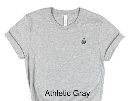 Embroidered Avocado Tee: Stitched Mini Fruit Shirt
