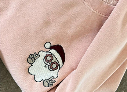 Embroidered Retro Santa Pigment Dyed Crewneck Sweatshirt