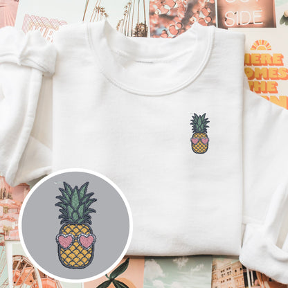 Embroidered Pineapple Sweatshirt: Funny Fruit with Sunglasses