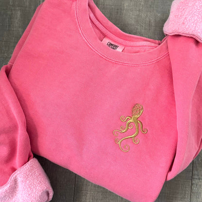 Embroidered Octopus Mandala Sweatshirt: Garment-Dyed Cotton