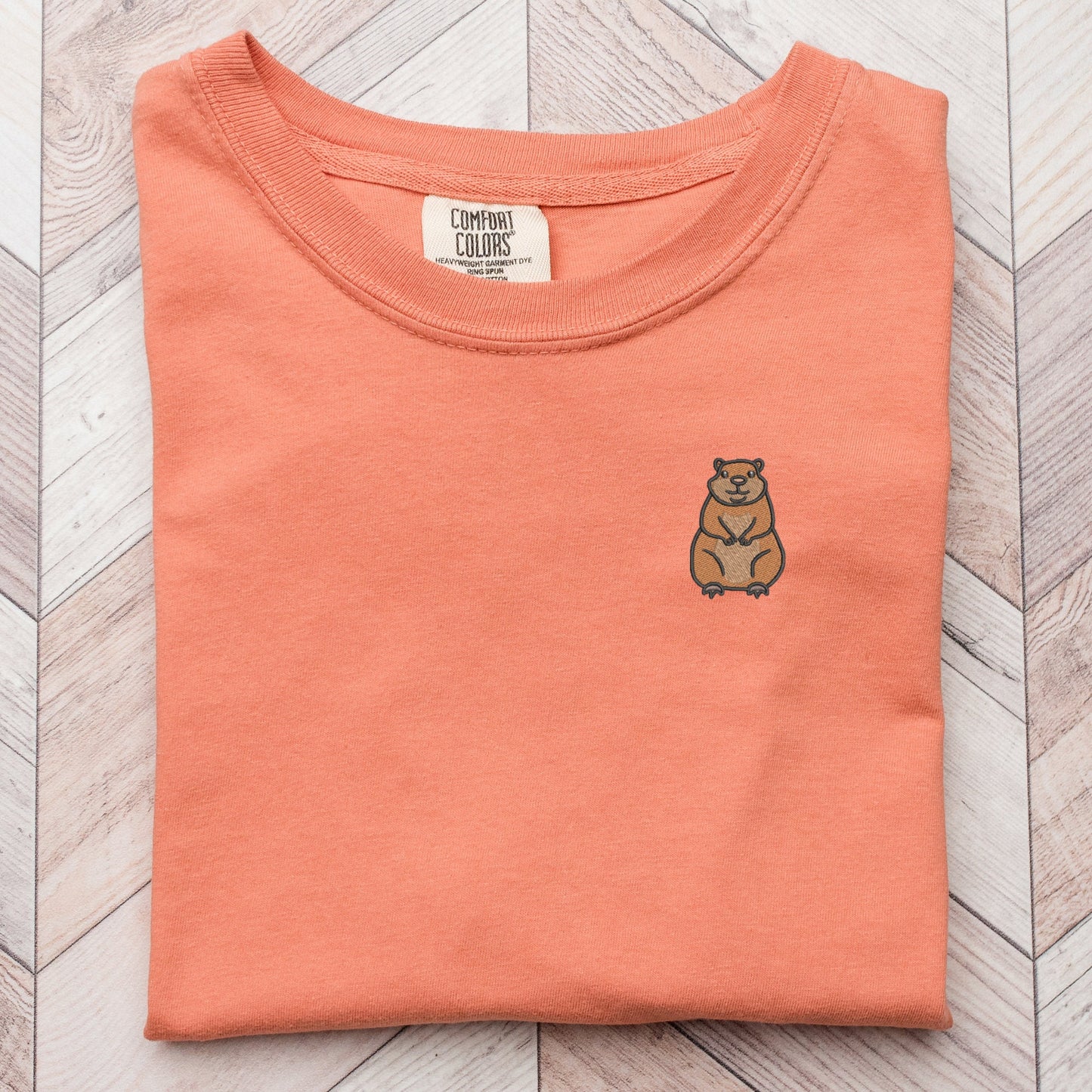 Embroidered Groundhog T-Shirt: Unisex Wildlife Tee