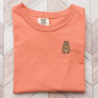 Embroidered Groundhog T-Shirt: Unisex Wildlife Tee