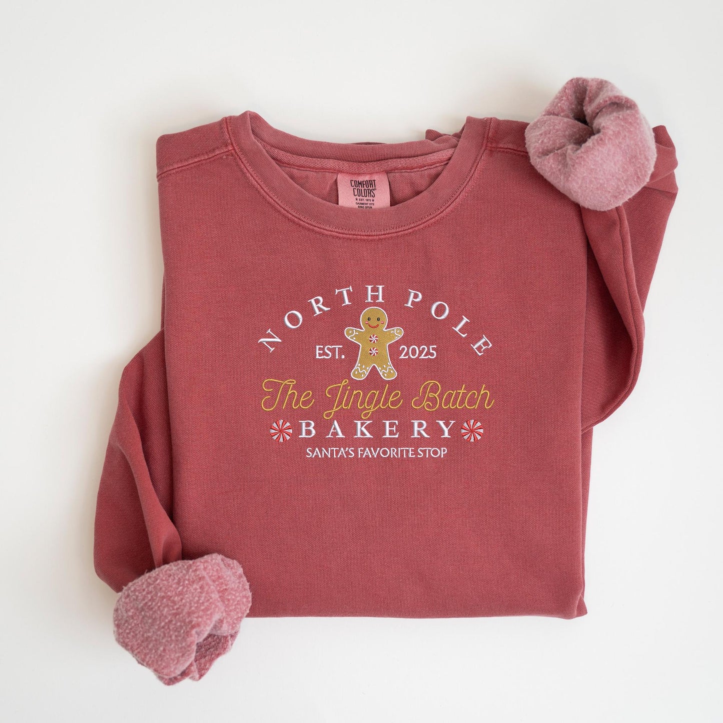 Embroidered Gingerbread Sweatshirt: Jingle Batch Baker Pigment-Dyed Christmas Pullover