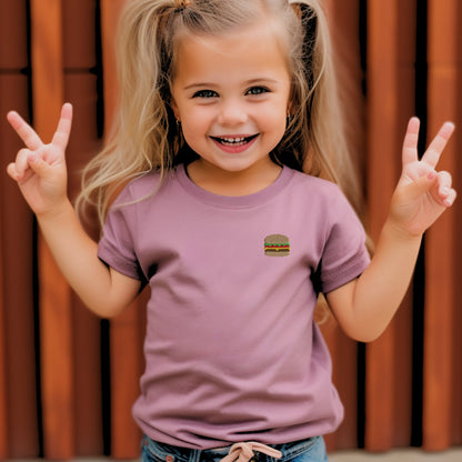 Unisex Youth Embroidered Kids Junk Food Tee: Choose Pizza, Hotdog, Hamburger or Taco