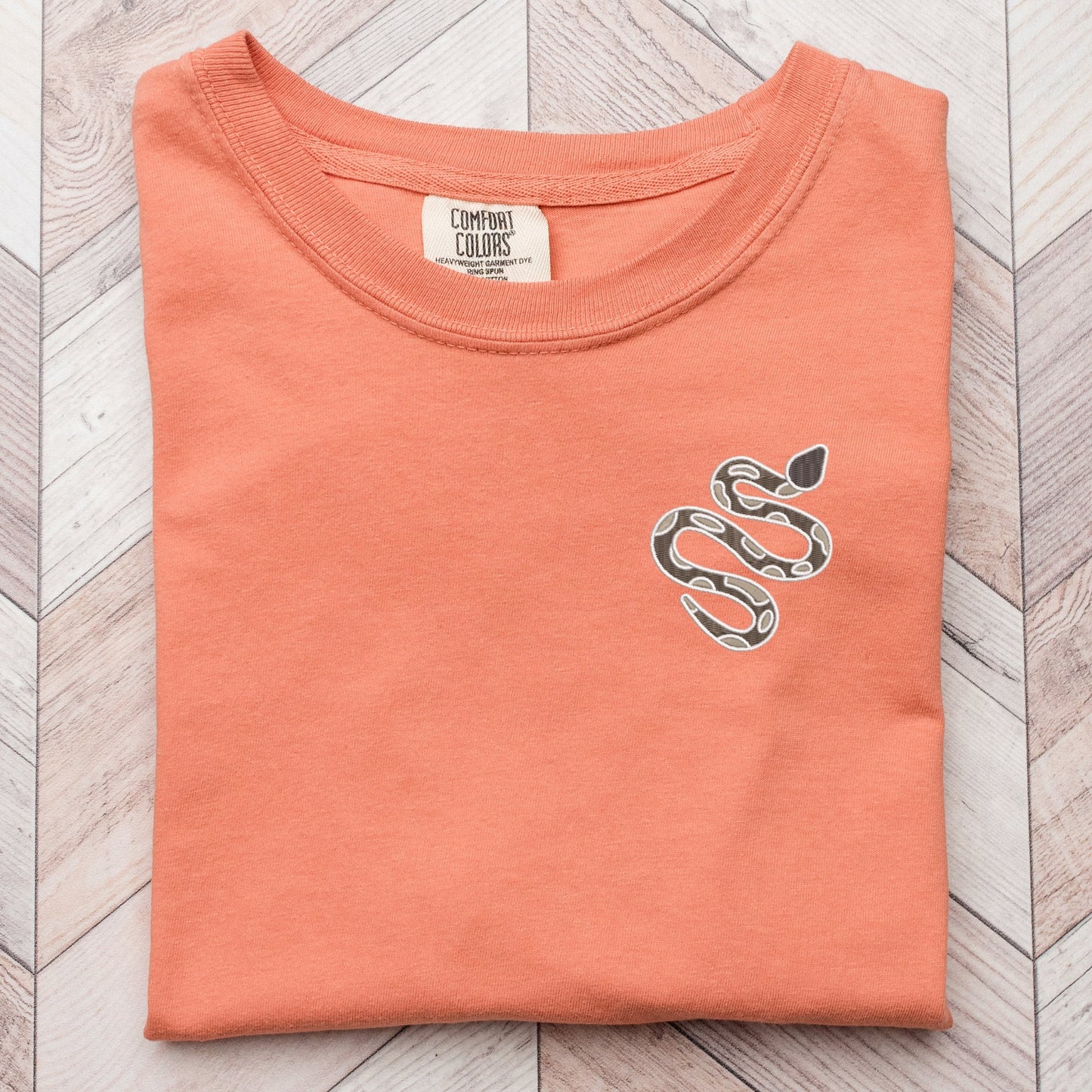 Embroidered Snake T-Shirt: Minimalist Serpent Tee