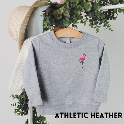 Toddler and Youth Embroidered Flamingo Sweatshirt: Trendy Beach Pullover