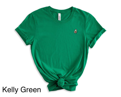 Embroidered Avocado Tee: Stitched Mini Fruit Shirt