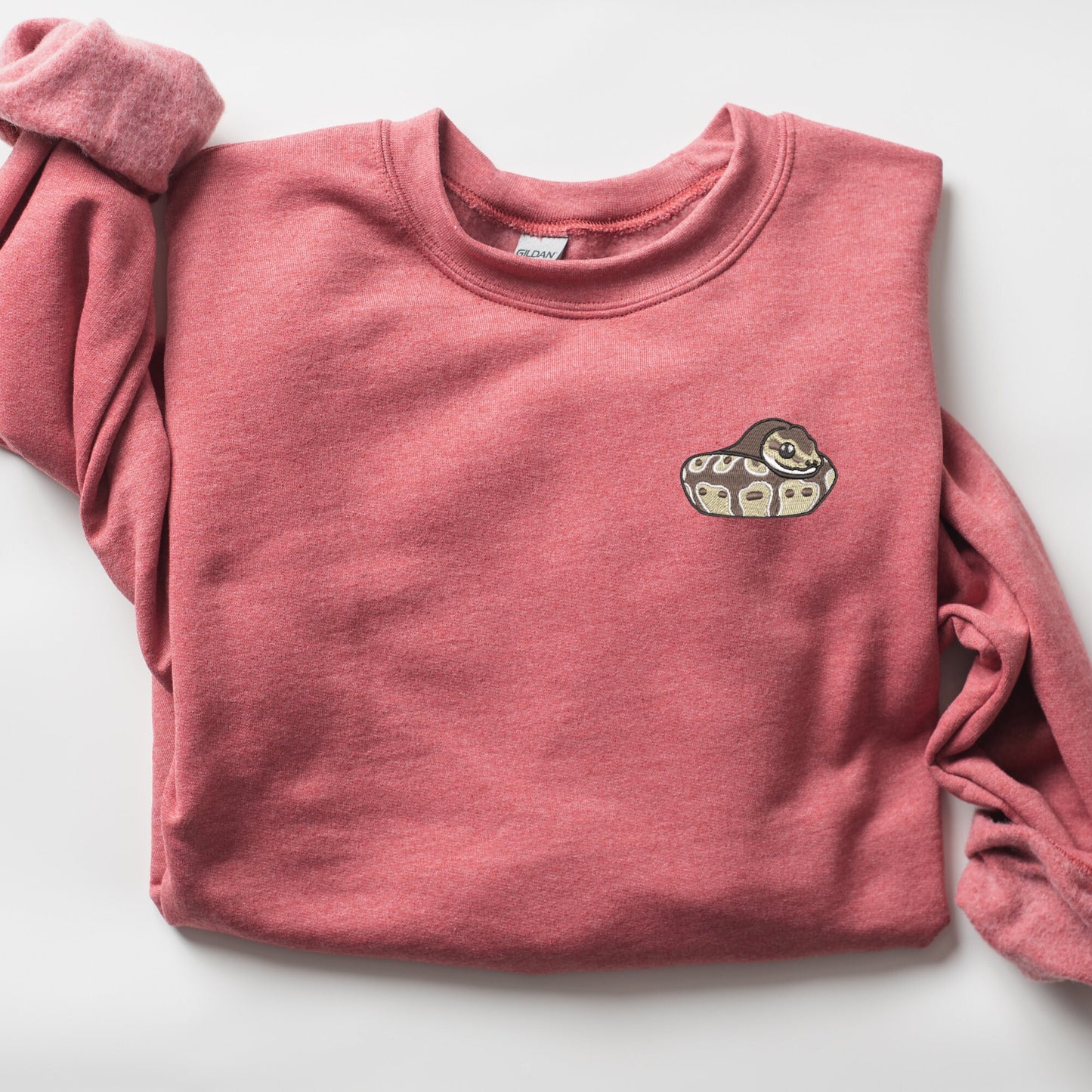 Embroidered Ball Python Sweatshirt: Snake Lover Crewneck