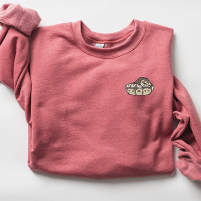 Embroidered Ball Python Sweatshirt: Snake Lover Crewneck