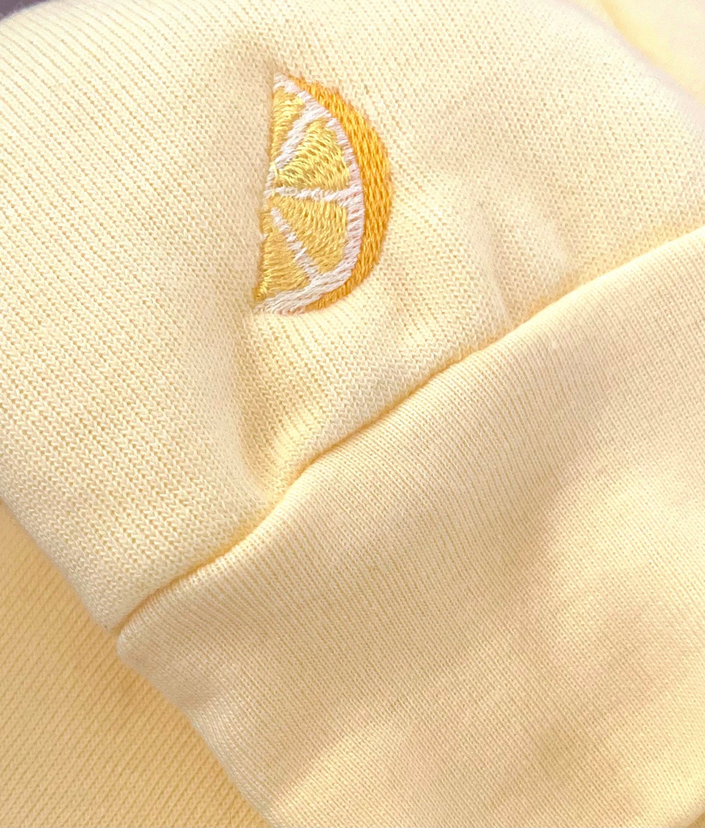 Lemon Embroidered Hoodie: Unisex Yellow Sweatshirt