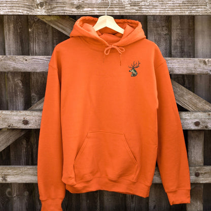 Embroidered Hunting Camo Deer Hoodie: Buck Pullover
