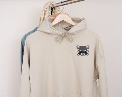 Embroidered Raccoon Face Hoodie on Gildan