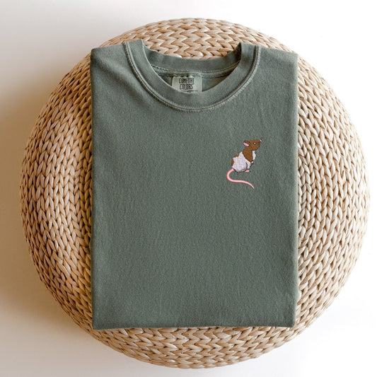 Embroidered Rat Tee: Rattie T-Shirt, Rat Lover Gift