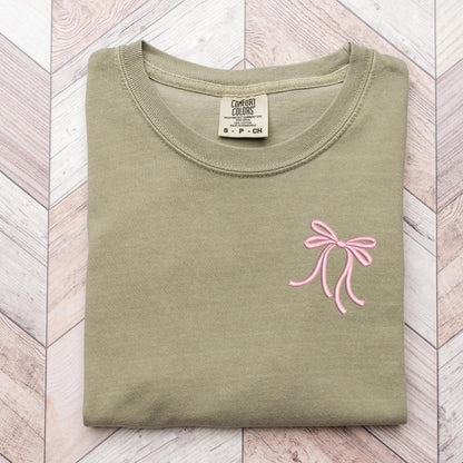 Embroidered Coquette Pink Bow T-shirt: Trendy Soft Girl Aesthetic Tee