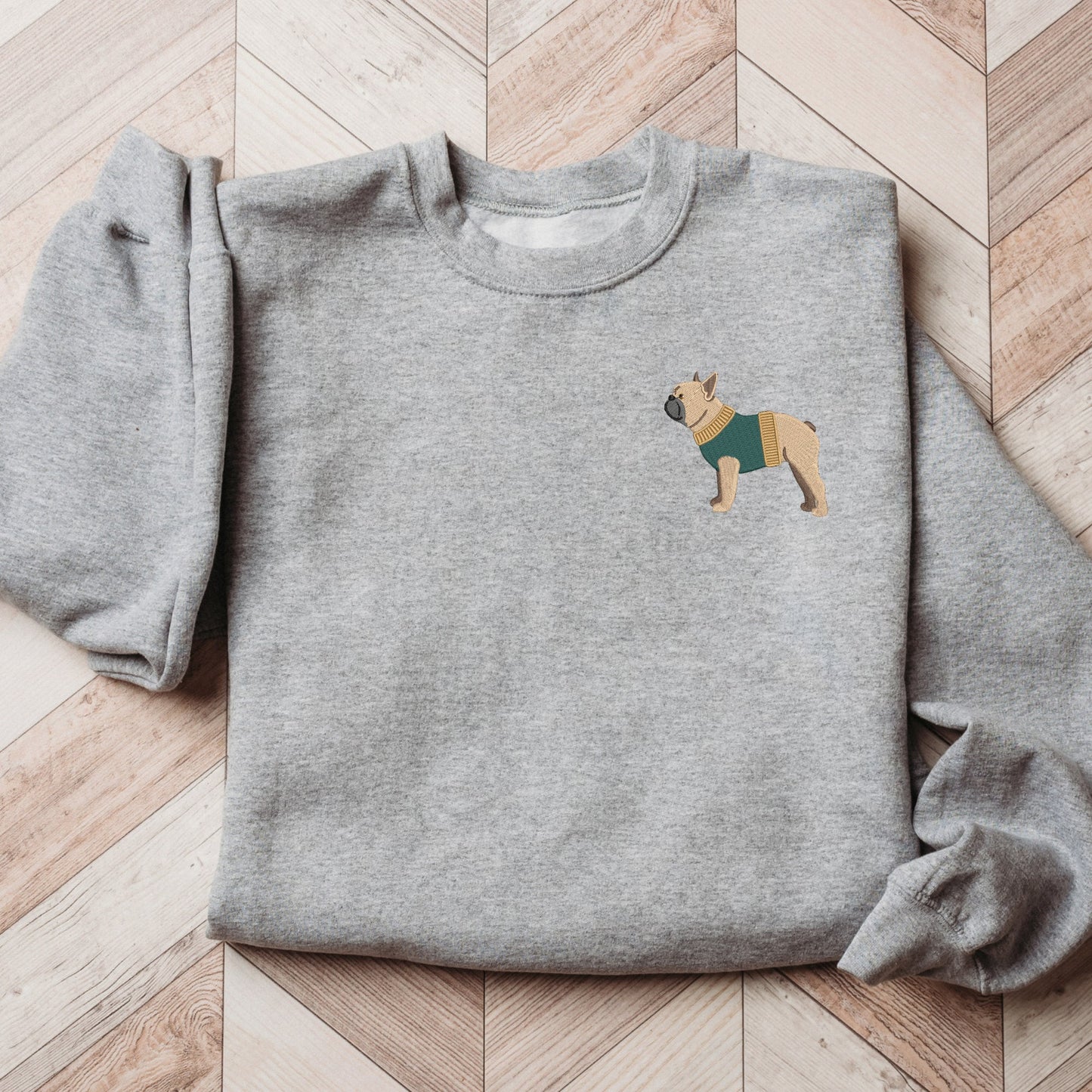 Embroidered French Bulldog Crewneck Sweatshirt: Frenchie Dog Owner Gift