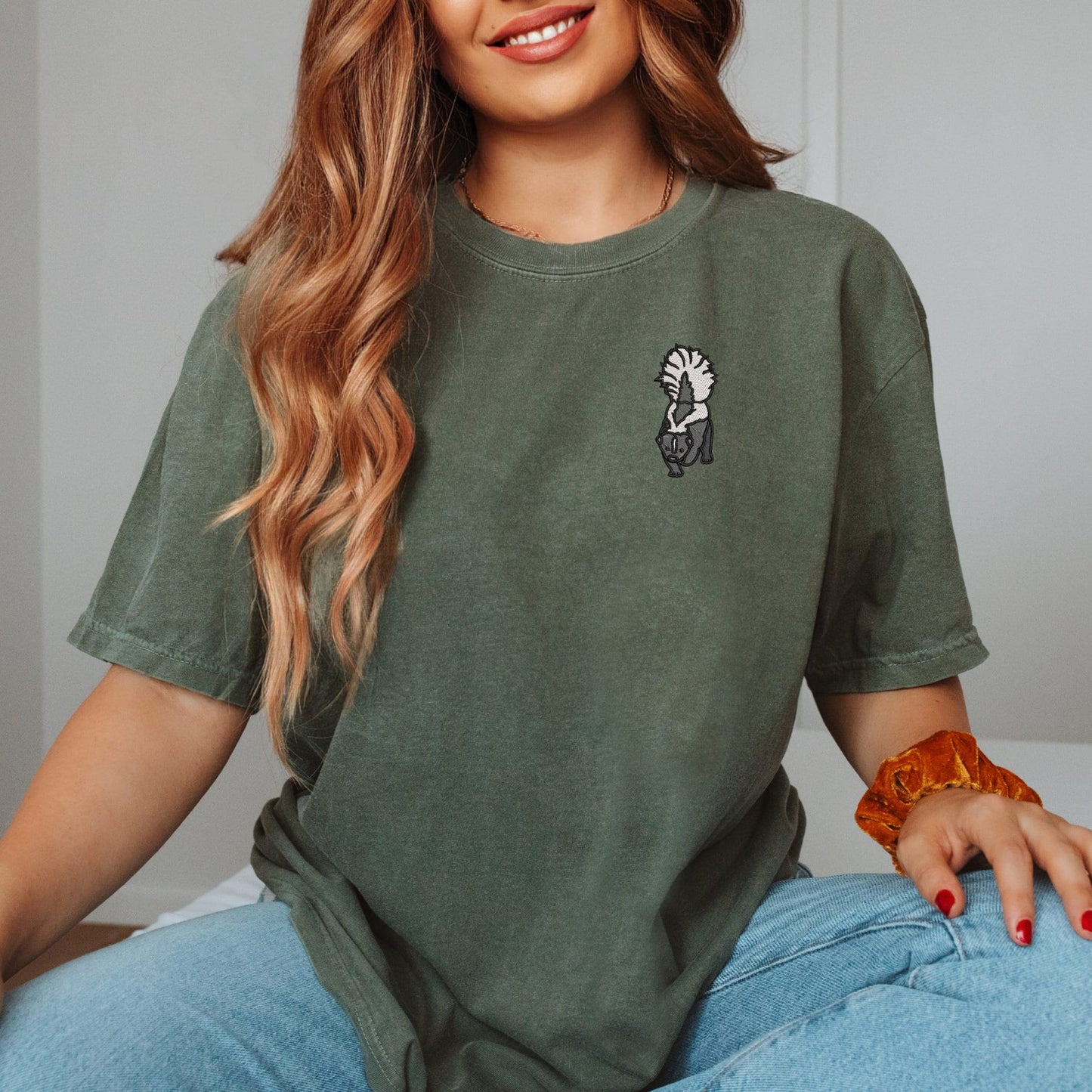 Embroidered Skunk T-shirt: Funny Wildlife Lover Unisex Tee