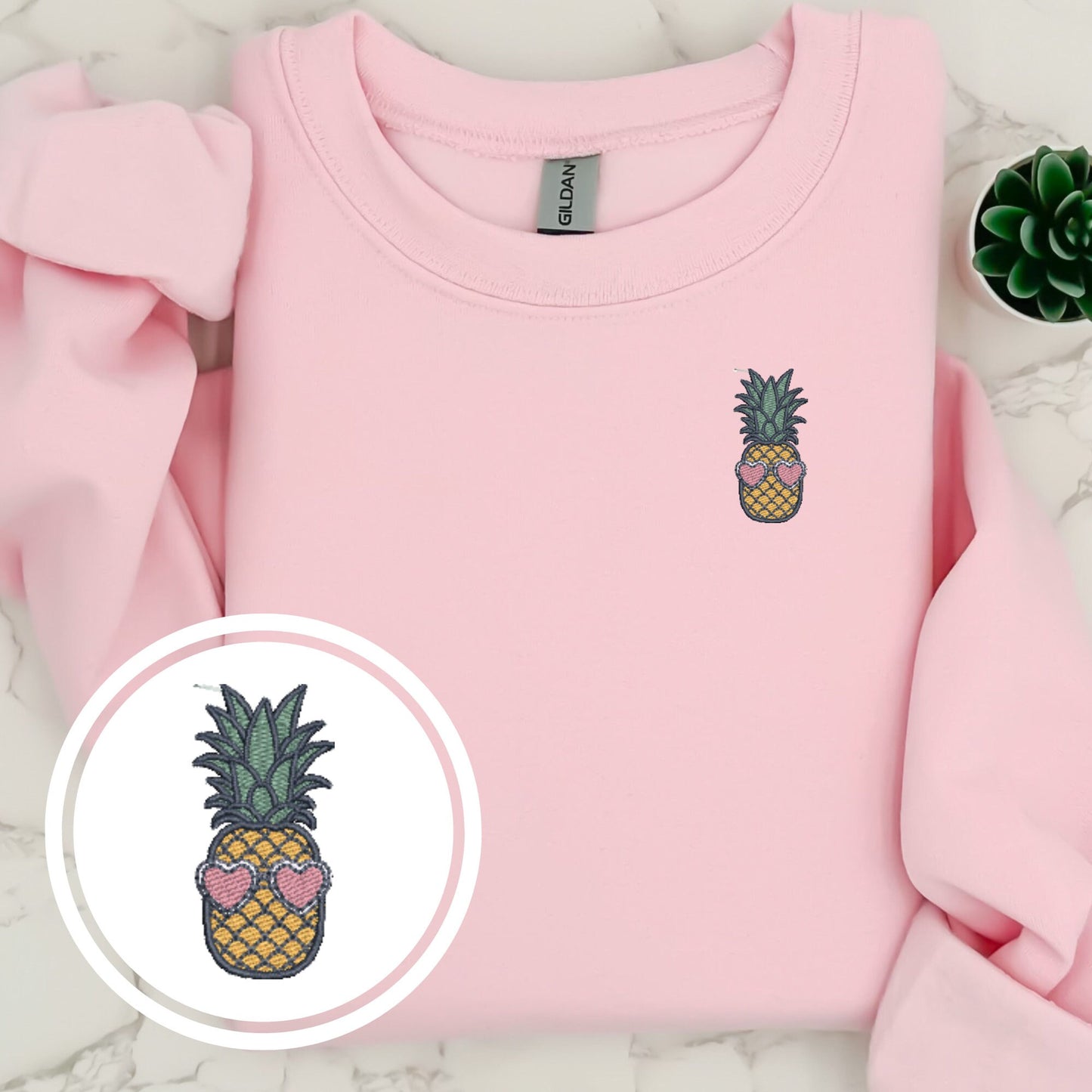 Embroidered Pineapple Sweatshirt: Funny Fruit with Sunglasses