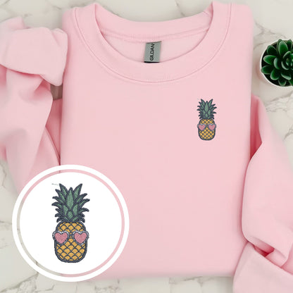 Embroidered Pineapple Sweatshirt: Funny Fruit with Sunglasses