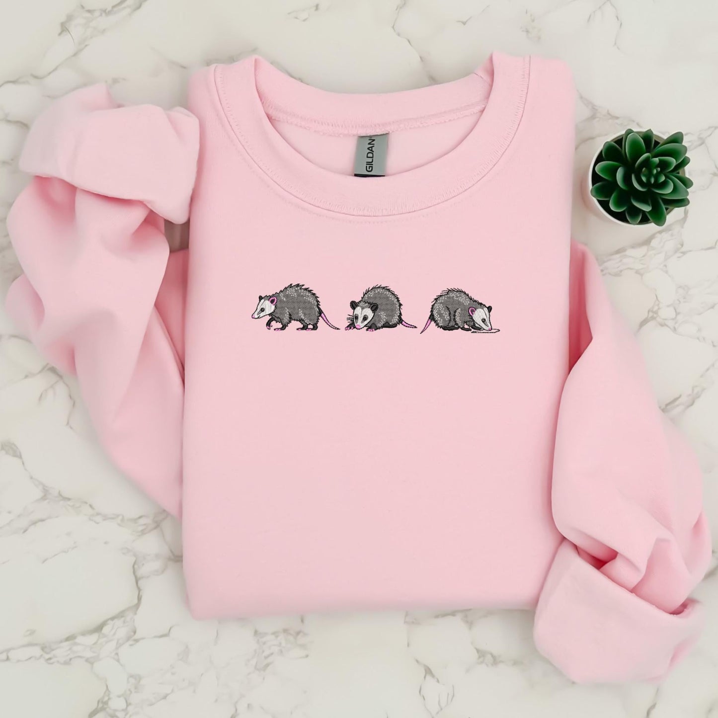 Embroidered Mischievous Opossums Sweatshirt: Choose Crewneck Sweatshirt or Hoodie