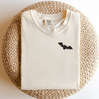 Embroidered Bat T-Shirt: Minimalist Halloween Spooky Season Tee