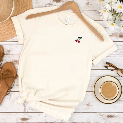 Embroidered Cherry T-Shirt: Women's Cotton Tee