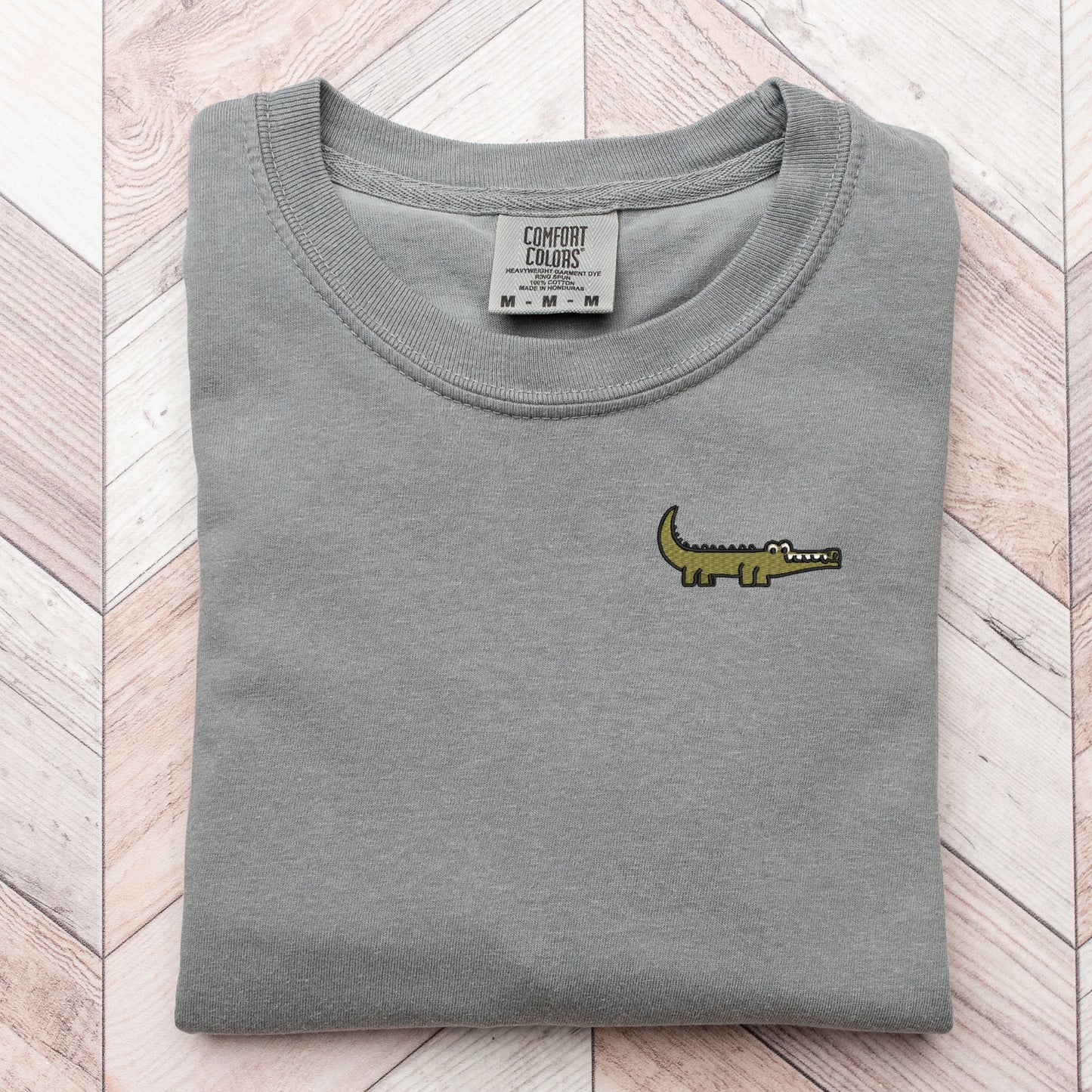Embroidered Crocodile T-Shirt: Funny Gator Tee, Reptile Lover Gift