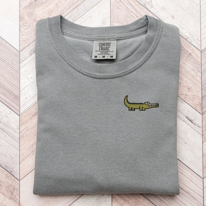 Embroidered Crocodile T-Shirt: Funny Gator Tee, Reptile Lover Gift