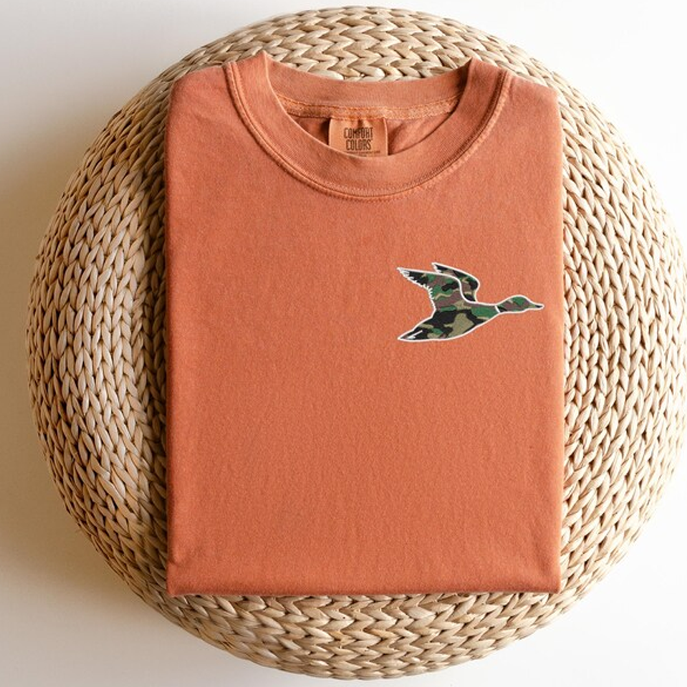 Embroidered Unisex Camo Duck T-shirt: Heritage Hunting Style