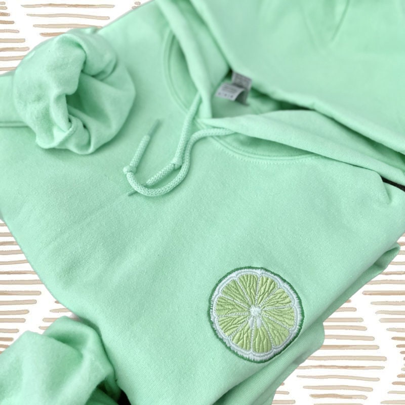 Embroidered Lime Hoodie: Trendy Fruit Sweatshirt