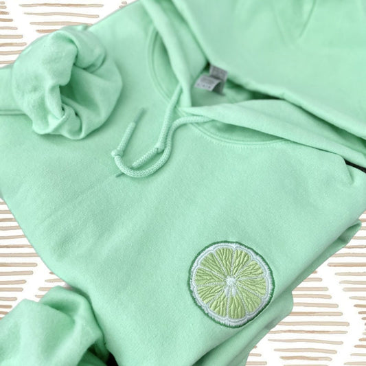 Embroidered Lime Hoodie: Trendy Fruit Sweatshirt