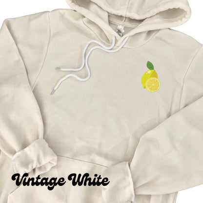 Lemon Embroidered Hoodie: Unisex Yellow Sweatshirt